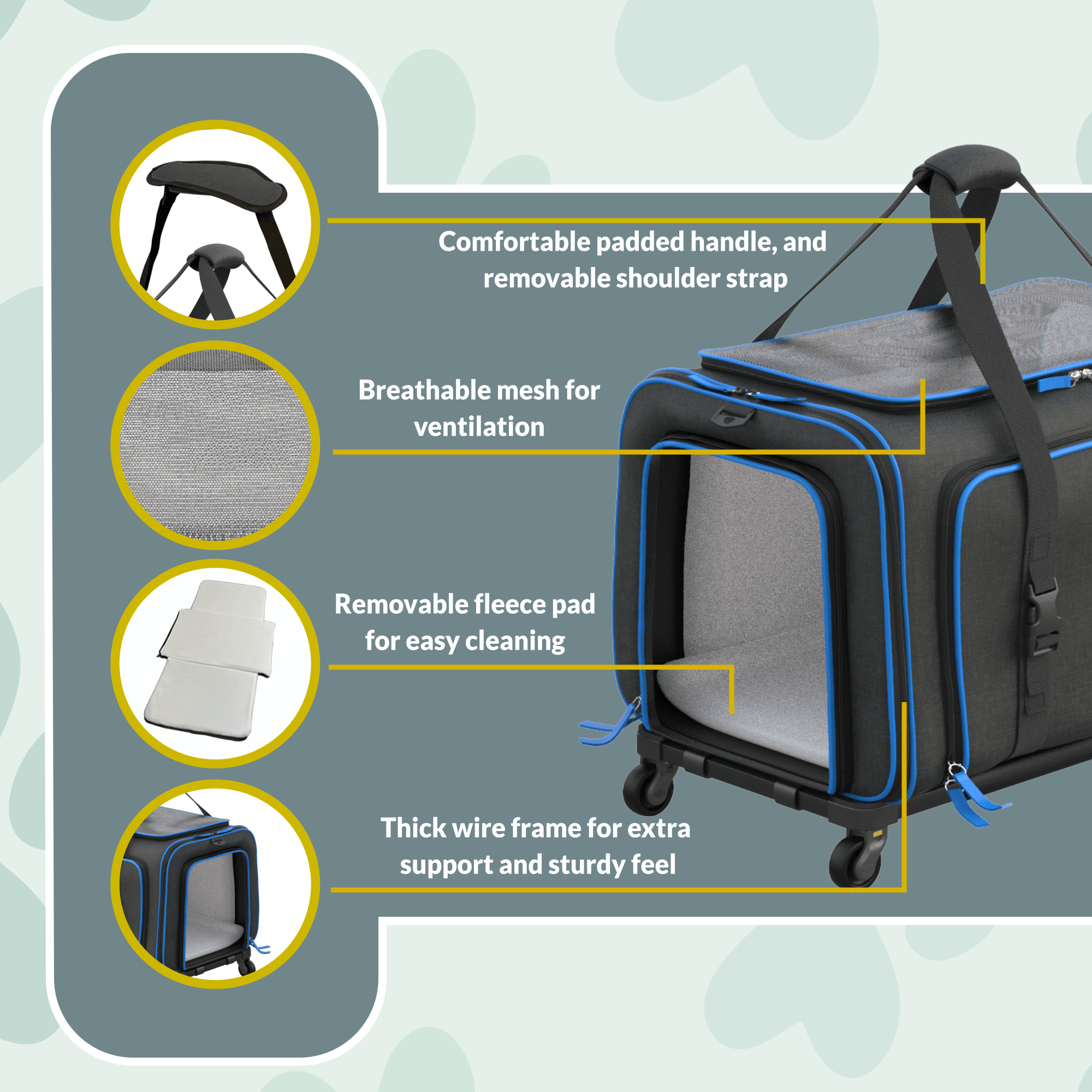 Rolling Rover Airline Compliant Expandable Wheeled Pet Carrier