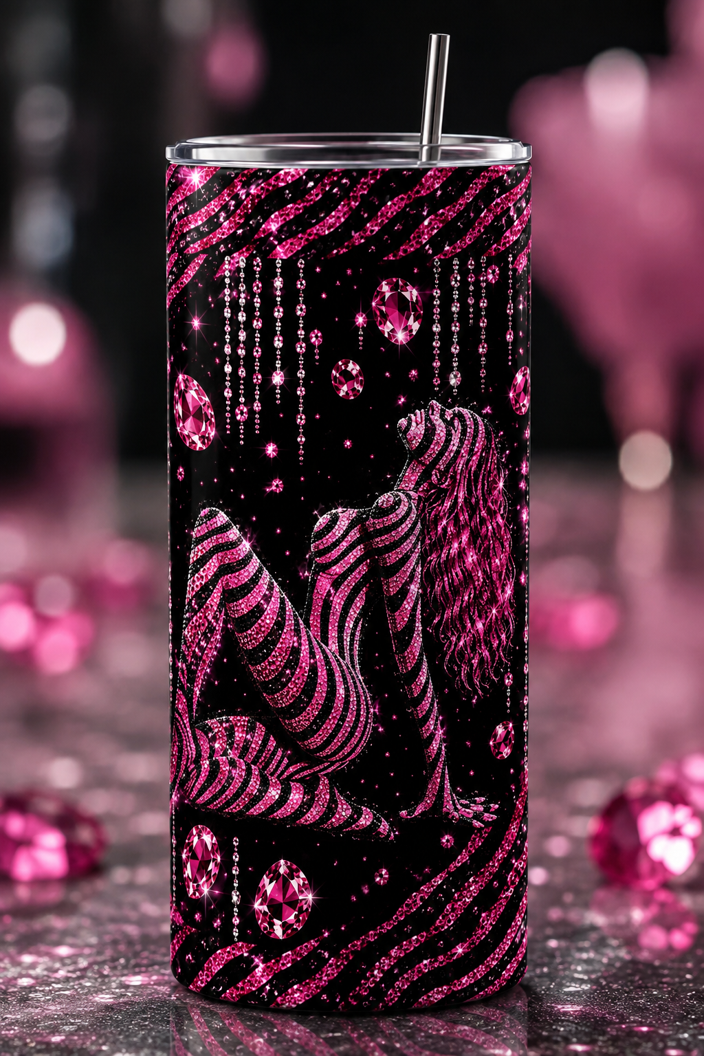 Pink Madonna Zebra Tumbler 20oz