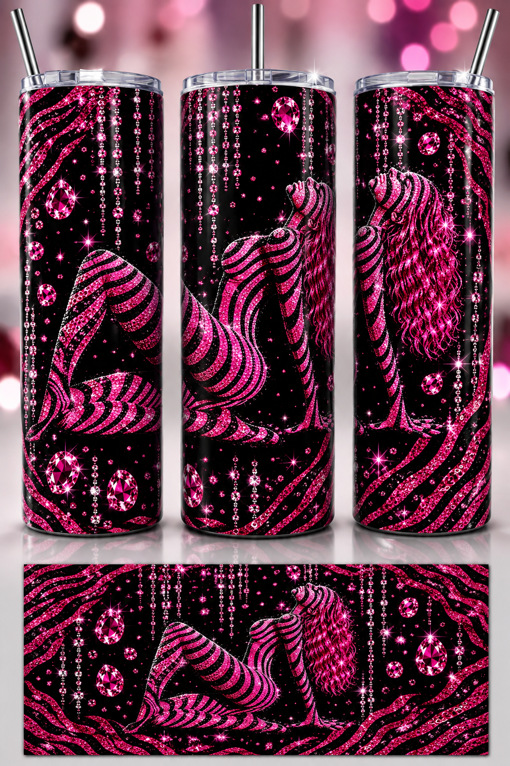 Pink Madonna Zebra Tumbler 20oz