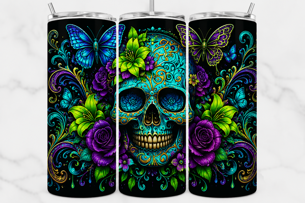 Sugar Skull Tumbler 20oz