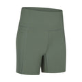 Spring Summer Patchwork Side Pocket Sports Short Length Pants Women's High Waist Hip Lift Stretch Tight Fitness Yoga Shorts