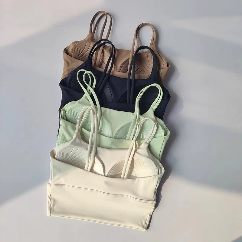 Professional Yoga Camisole Fixed Chest Mat Sports Underwear Women's Shockproof Breathable Beauty Vest Bra Running Top Gym Bra