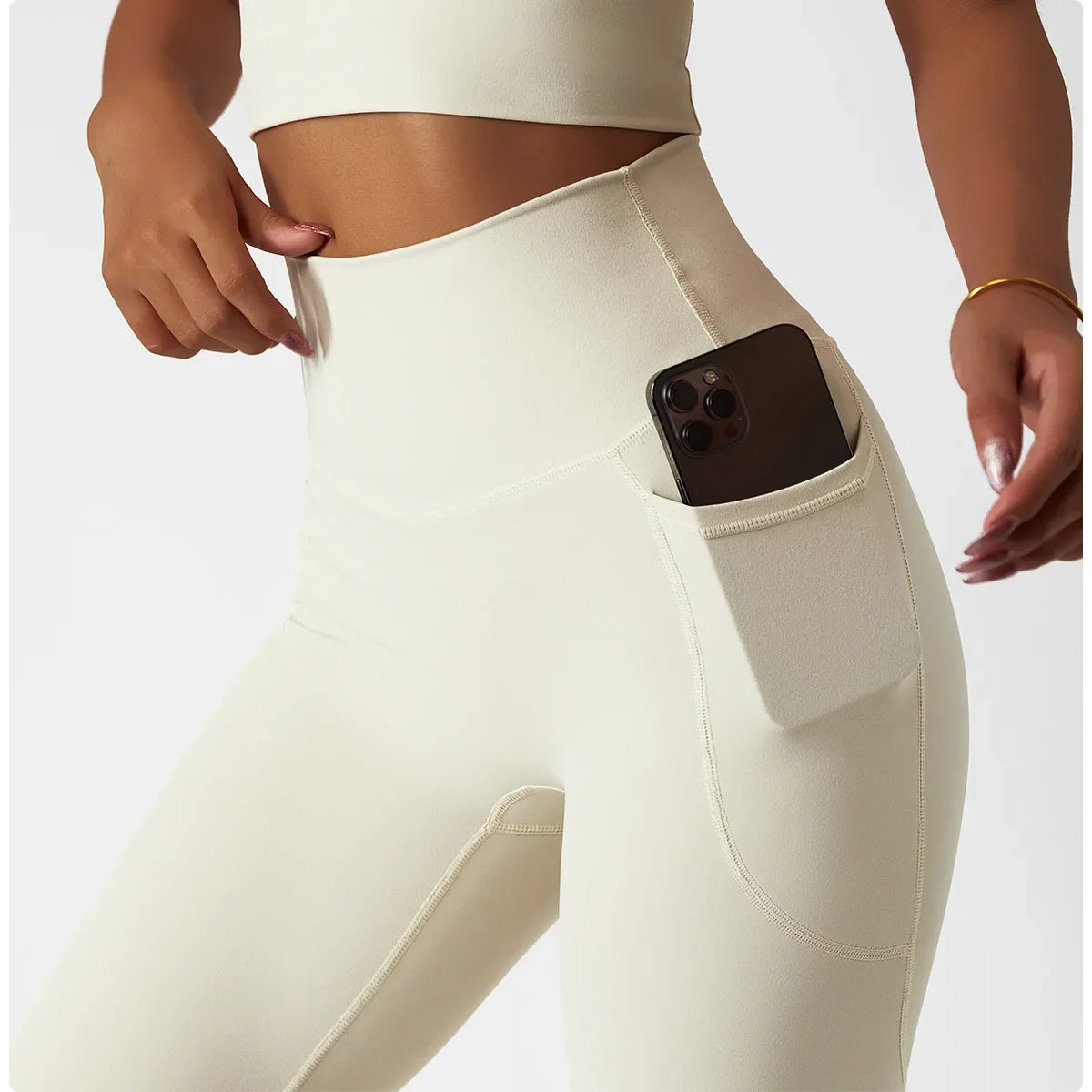 Cozy SkinFriendly Breathable Pocket Yoga Leggings Gym High Waist Sports Leggings Women Elasticity Fitness Running Hip Lift Pants