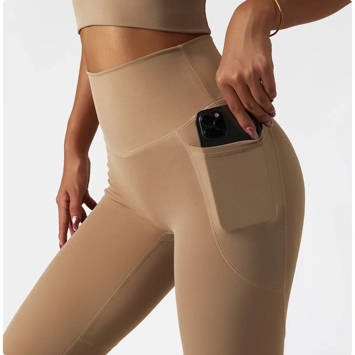 Cozy SkinFriendly Breathable Pocket Yoga Leggings Gym High Waist Sports Leggings Women Elasticity Fitness Running Hip Lift Pants