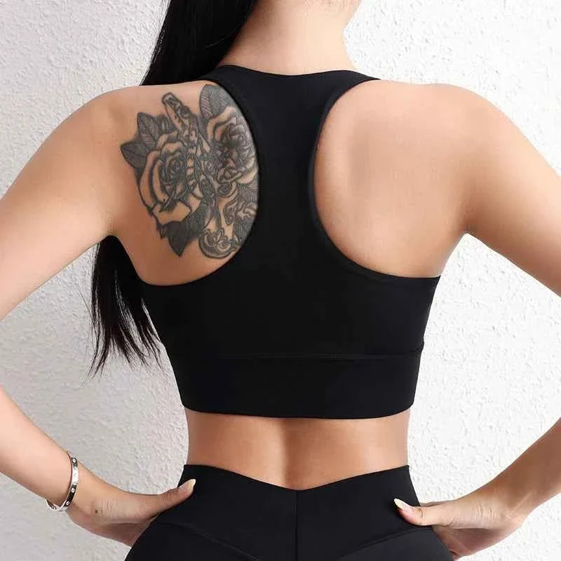 SOISOU Halter Neck Yoga Crop Top with Removable Pads