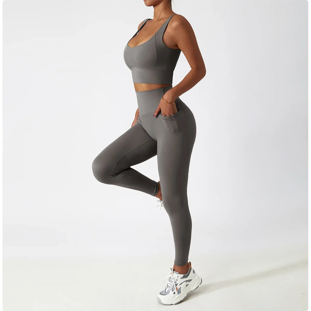 Cozy SkinFriendly Breathable Pocket Yoga Leggings Gym High Waist Sports Leggings Women Elasticity Fitness Running Hip Lift Pants