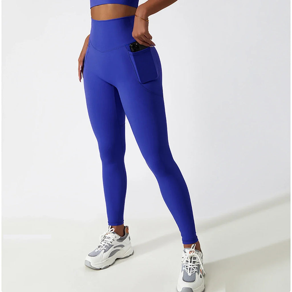 Cozy SkinFriendly Breathable Pocket Yoga Leggings Gym High Waist Sports Leggings Women Elasticity Fitness Running Hip Lift Pants