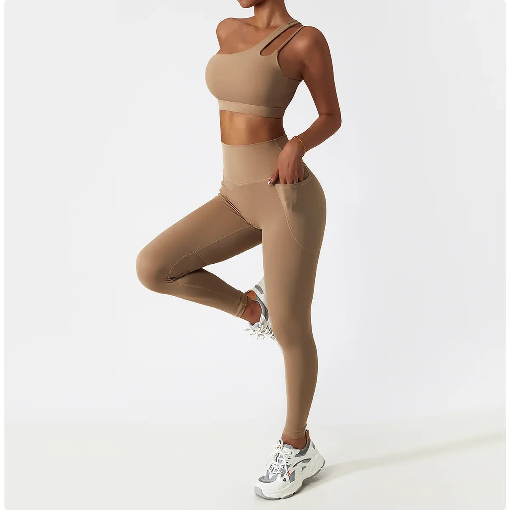 Cozy SkinFriendly Breathable Pocket Yoga Leggings Gym High Waist Sports Leggings Women Elasticity Fitness Running Hip Lift Pants
