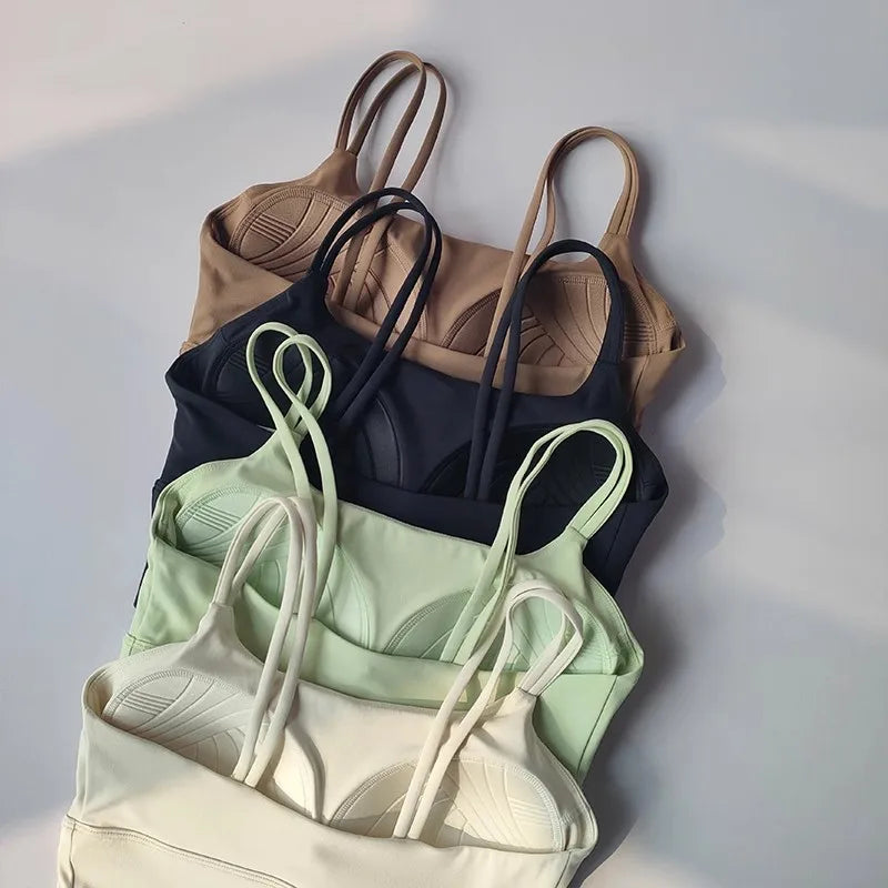Professional Yoga Camisole Fixed Chest Mat Sports Underwear Women's Shockproof Breathable Beauty Vest Bra Running Top Gym Bra