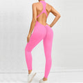 2026 Pad Sleeveless Deep V Exercise Gym Yoga Set One Piece Jumpsuit Women Sport Workout Fitness Scrunch Shorts Active Wear XP301