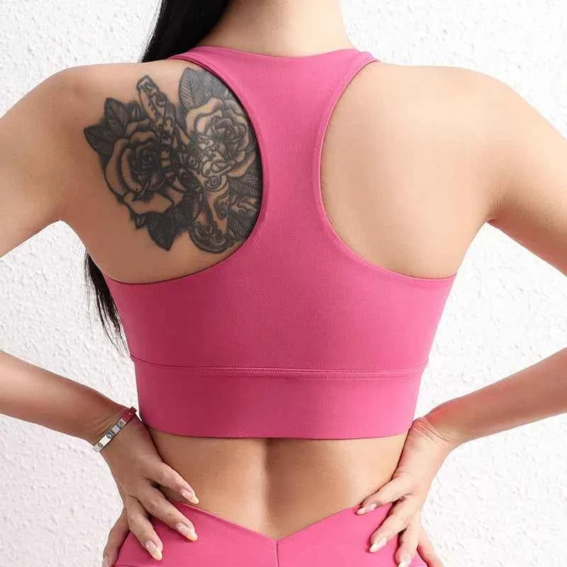 SOISOU Halter Neck Yoga Crop Top with Removable Pads