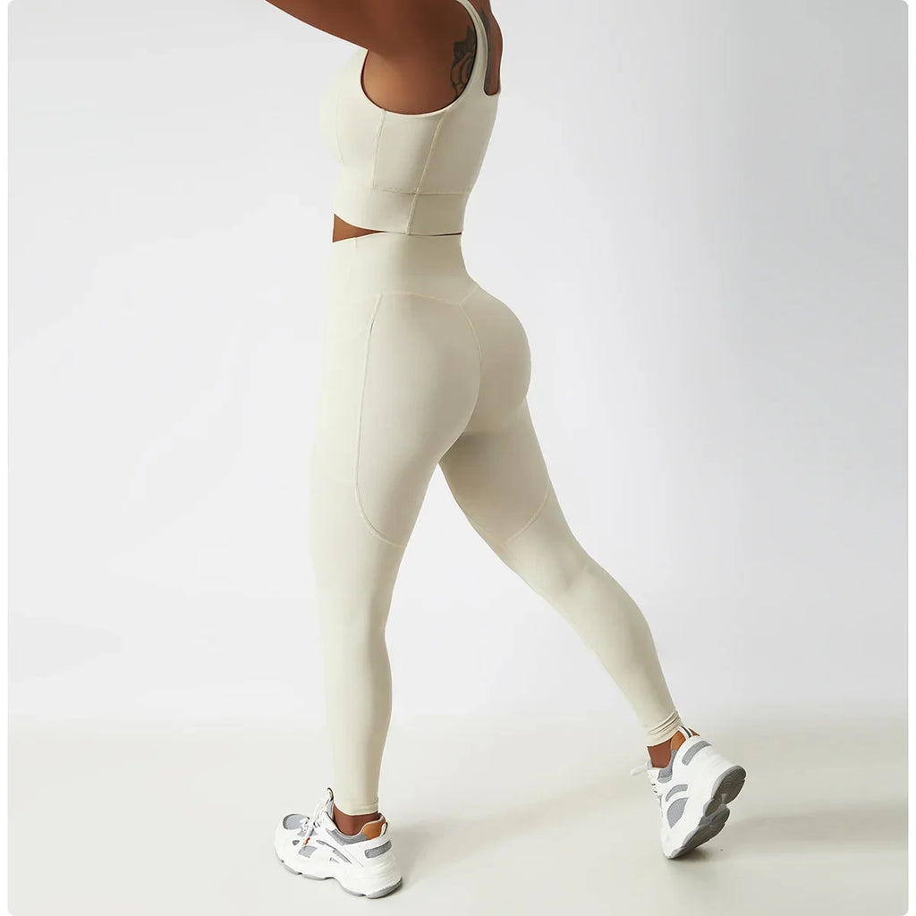 Cozy SkinFriendly Breathable Pocket Yoga Leggings Gym High Waist Sports Leggings Women Elasticity Fitness Running Hip Lift Pants
