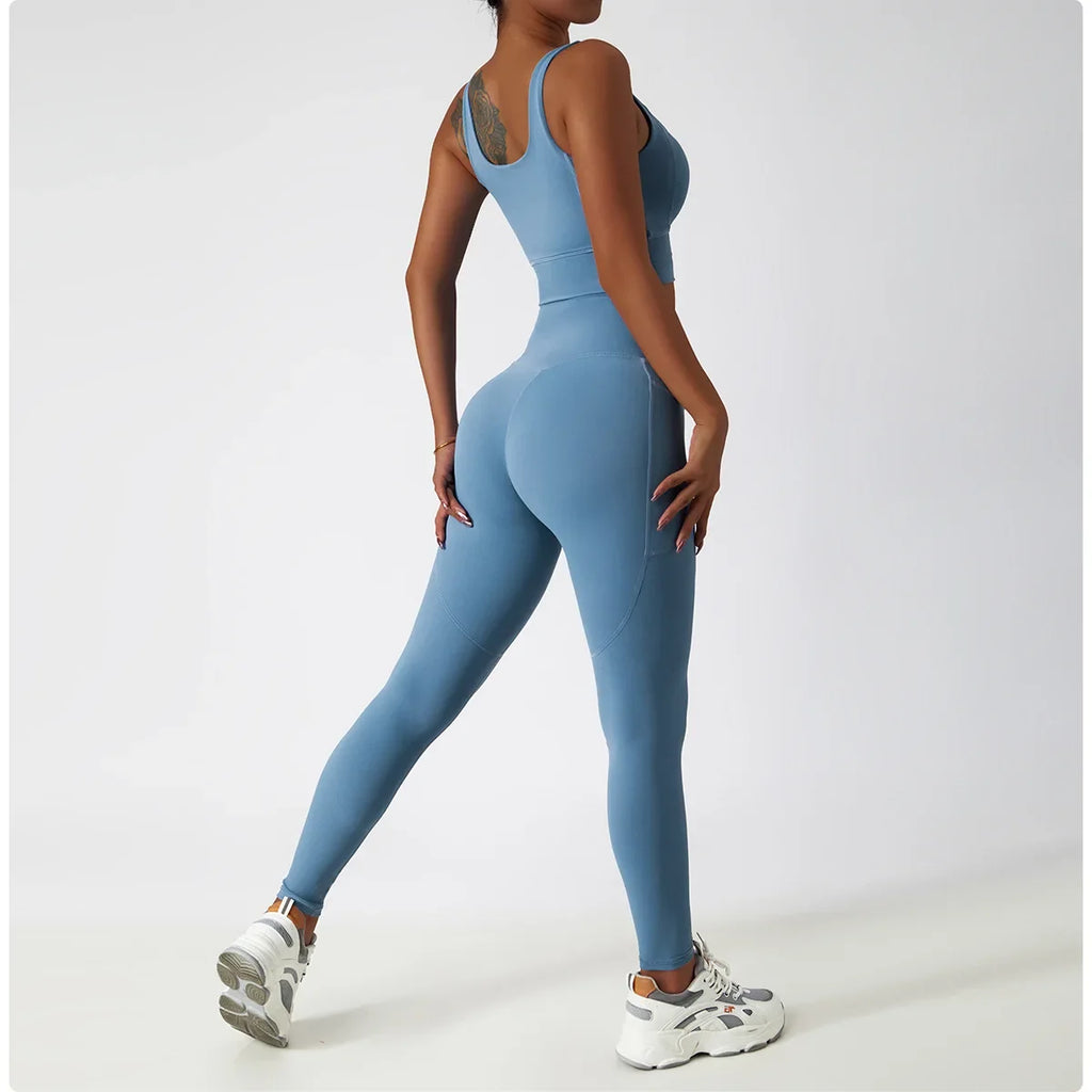 Cozy SkinFriendly Breathable Pocket Yoga Leggings Gym High Waist Sports Leggings Women Elasticity Fitness Running Hip Lift Pants