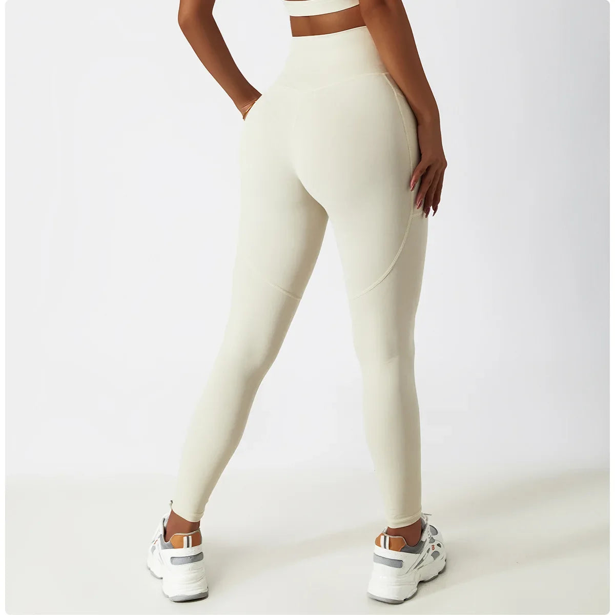 Cozy SkinFriendly Breathable Pocket Yoga Leggings Gym High Waist Sports Leggings Women Elasticity Fitness Running Hip Lift Pants